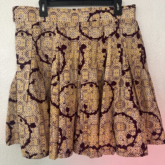 Womens New Francis Benedict Skirt Sz L Yellow Purple 100%Cotton - Picture 3 of 8